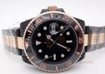 High Quality Solid Black Rolex Submariner Replica Watch 2-Tone Rose Gold Black Ceramic Bezel